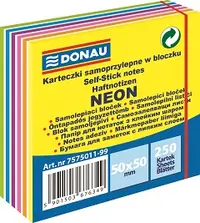 Blok samoljepljivi  50x50mm 250 listova Donau mix neon-pastel