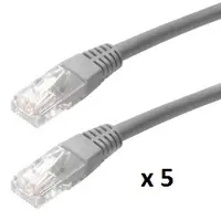 SBOX patch kabel UTP Cat 5e, 1m, sivi, 5 kom