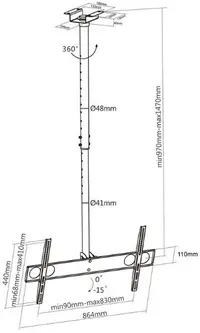Manhattan stropni nosač za TV 37''-70'', do 50 kg