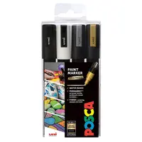 Marker permanentni Uni Posca PC-5M 1,8-2,5mm crni,bijeli,zlatni,srebrni 4/1 Marker permanentni Uni Posca PC-5M 1,8-2,5mm crni,bijeli,zlatni,srebrni 4/1