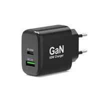 Port zidni punjač GaN 65W USB-C/USB-A, crni