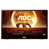 AOC 16G3, 15,6", USB-C, 144Hz, FreeSync, microHDMI AOC 16G3, 15,6", USB-C, 144Hz, FreeSync, microHDMI