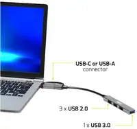 Port HUB USB-C/A 4 porta 480 Mbps SLIM