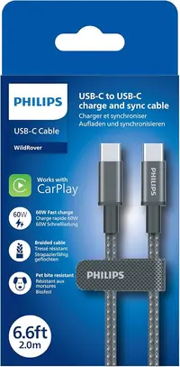 Philips USB-C na USB-C kabel, 2m, 3A, 60W, 480Mbps