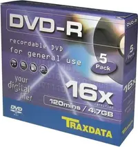 DVD-R medij TRAXDATA 4.7GB 16x speed Slim box